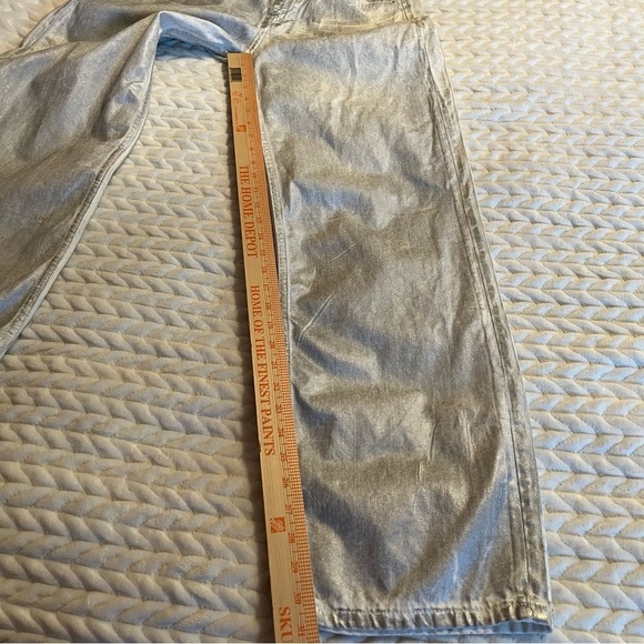 Zara Silver Metalic Jeans Size 2 wide leg - Picture 9 of 14